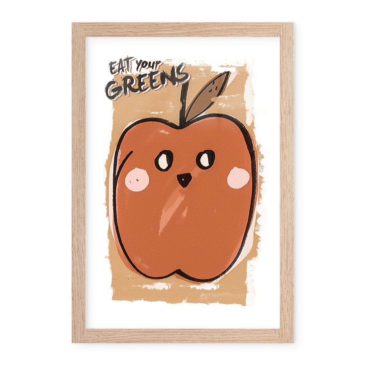 Παιδικά Sweet Apple Poster  Με Ξύλινη Φυσική Κορνίζα 20x30cm