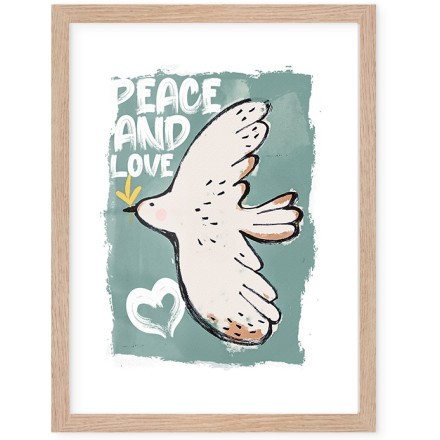 White Dove Poster Με Ξύλινη Φυσική Κορνίζα 30x40cm Παιδικά