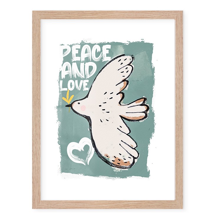 Παιδικά White Dove Poster Με Ξύλινη Φυσική Κορνίζα 30x40cm