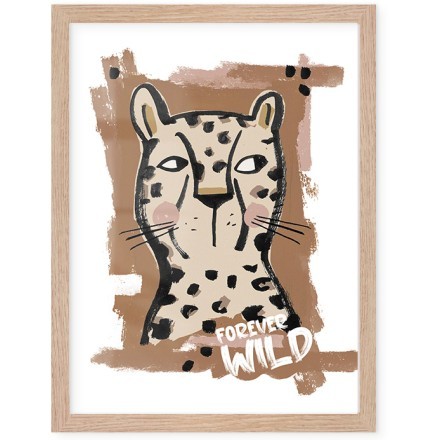 Cute Leopard Poster Με Ξύλινη Φυσική Κορνίζα 30x40cm Παιδικά