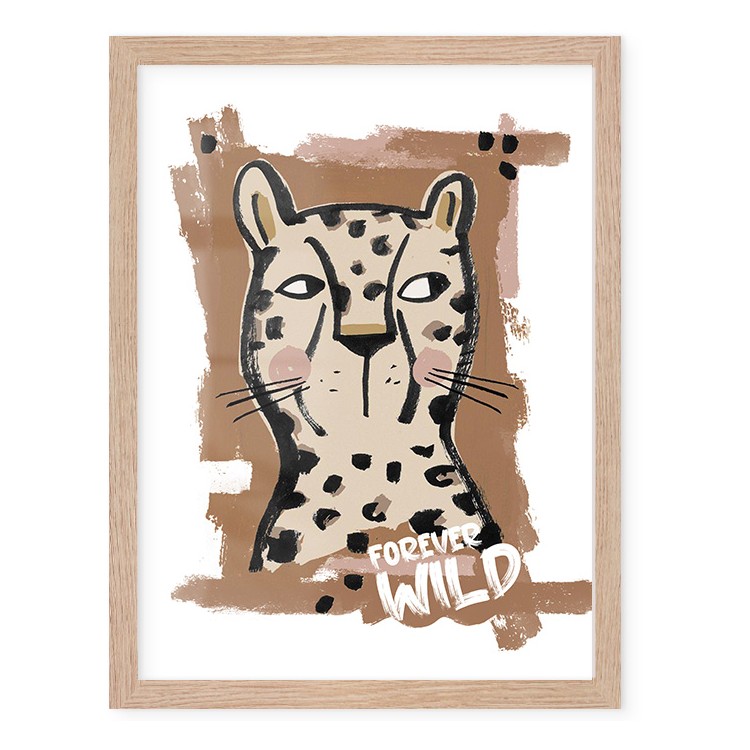 Παιδικά Cute Leopard Poster Με Ξύλινη Φυσική Κορνίζα 30x40cm