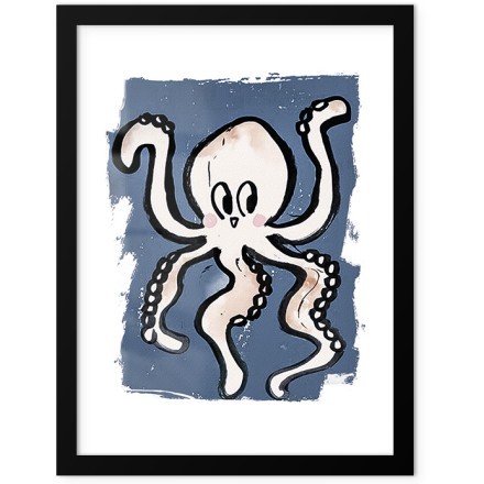 Cute Octapus Poster Με Μαύρη Ξύλινη Κορνίζα 40x50cm Παιδικά
