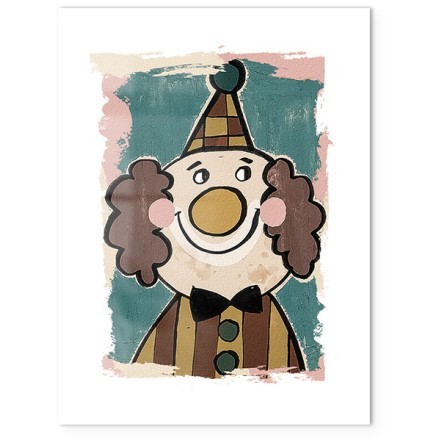 Cute Clown Poster Με Λευκή Ξύλινη Κορνίζα 15x20cm