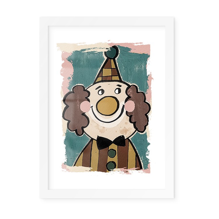 Παιδικά Cute Clown Poster Με Λευκή Ξύλινη Κορνίζα 15x20cm