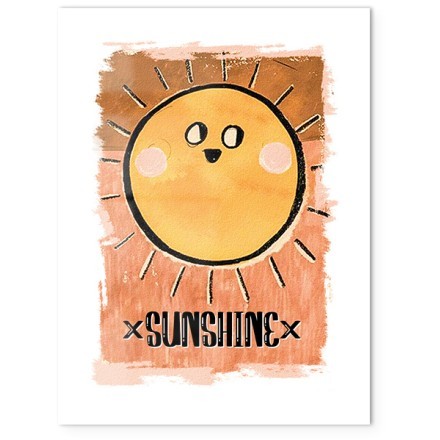 Happy Sun Poster Με Ξύλινη Φυσική Κορνίζα 15x20cm