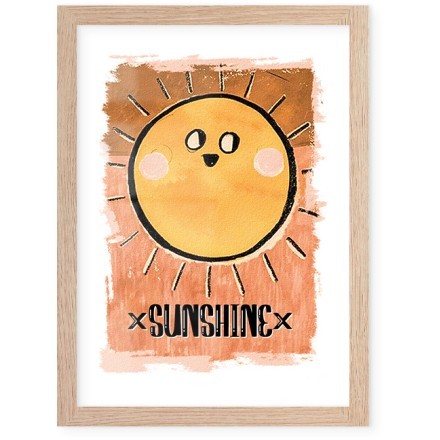 Happy Sun Poster Με Ξύλινη Φυσική Κορνίζα 15x20cm Παιδικά