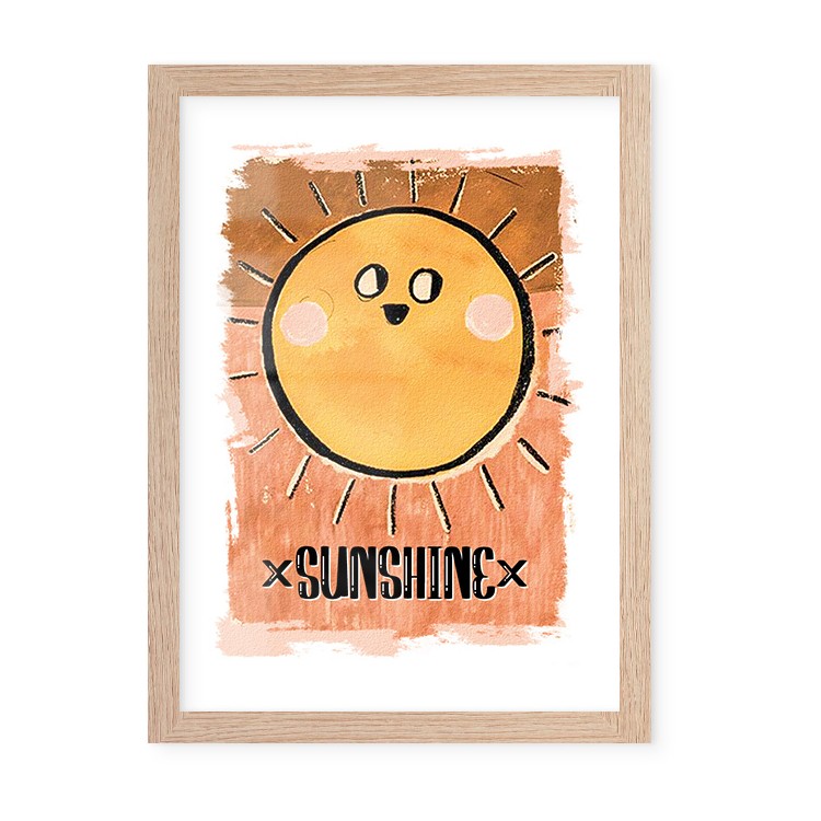 Παιδικά Happy Sun Poster Με Ξύλινη Φυσική Κορνίζα 15x20cm