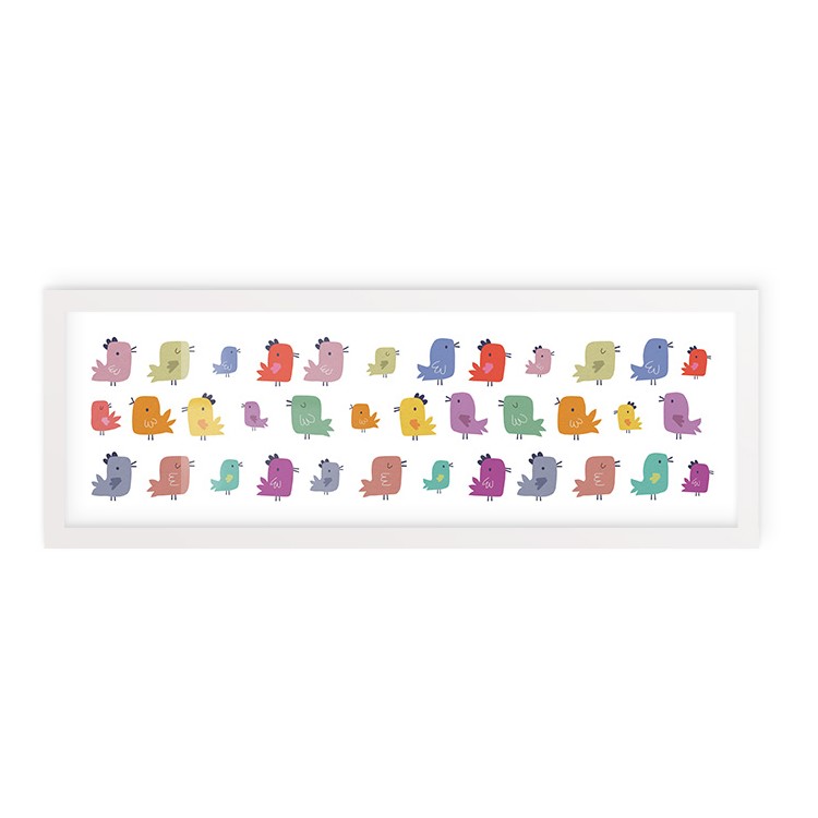 Παιδικά Small Birds Poster Με Λευκή Ξύλινη Κορνίζα 90x30cm