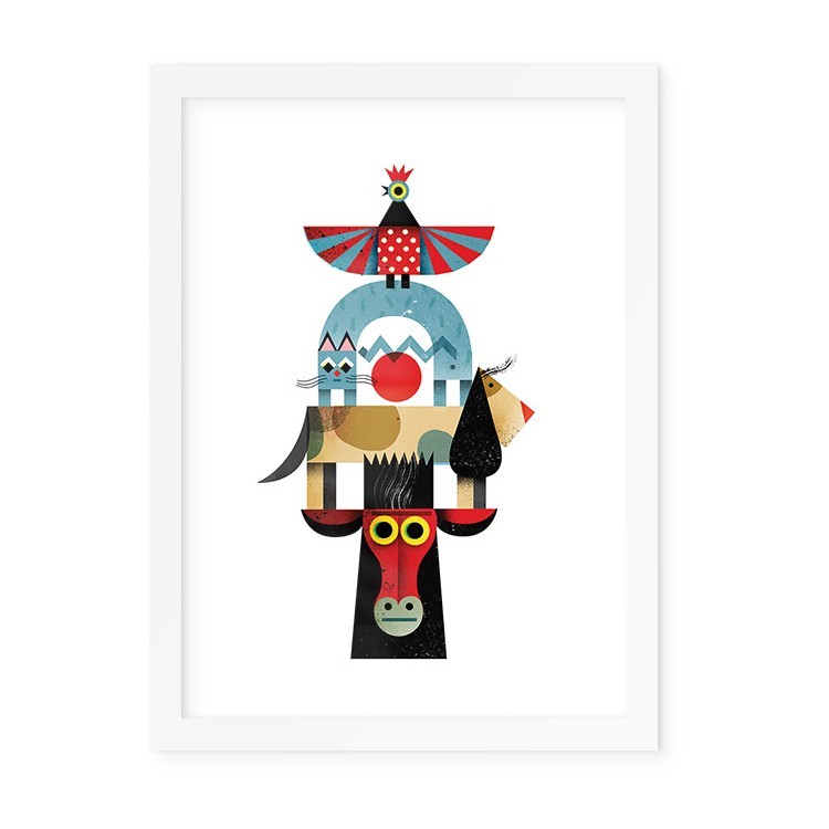 Παιδικά Zoo Animals Poster Με Λευκή Ξύλινη Κορνίζα 15x20cm
