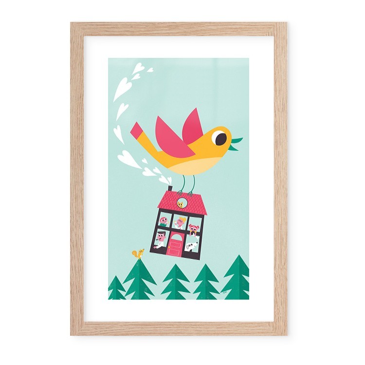 Παιδικά Flying Bird Poster Με Ξύλινη Φυσική Κορνίζα 20x30cm