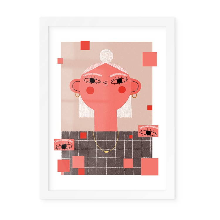 Παιδικά Pink Lady Poster Με Λευκή Ξύλινη Κορνίζα 15x20cm