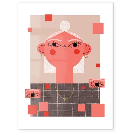 Pink Lady Poster Με Λευκή Ξύλινη Κορνίζα 15x20cm