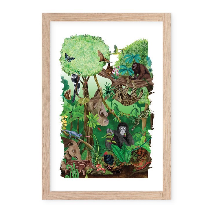 Παιδικά Jungle Poster Με Ξύλινη Φυσική Κορνίζα 20x30cm