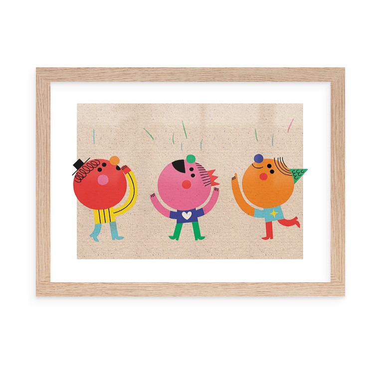 Παιδικά Happy Kids Poster Με Ξύλινη Φυσική Κορνίζα 20x15cm