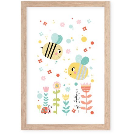 Loved  Bees Poster Με Ξύλινη Φυσική Κορνίζα 20x30cm Παιδικά
