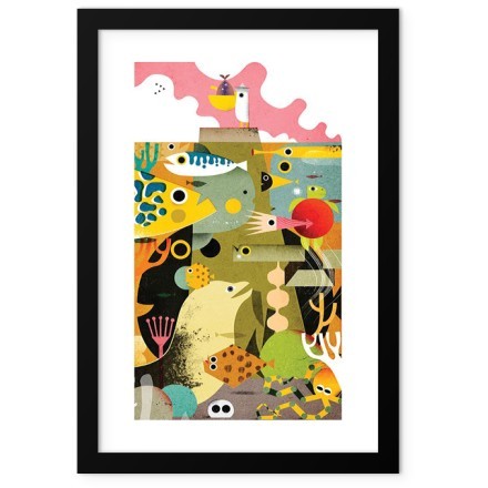 Sea Animals Poster Με Μαύρη Ξύλινη Κορνίζα 20x30cm Παιδικά