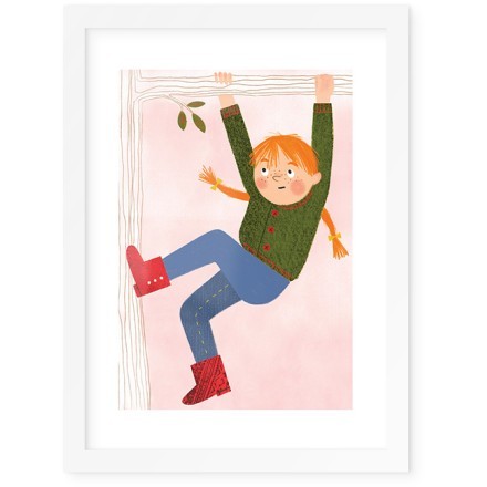 Playful Girl Poster Με Λευκή Ξύλινη Κορνίζα 15x20cm Παιδικά