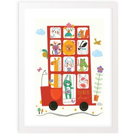 Red Bus Poster Με Λευκή Ξύλινη Κορνίζα 40x50cm Παιδικά