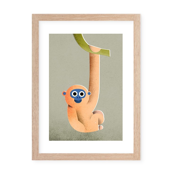 Παιδικά Baby Monkey Poster Με Ξύλινη Φυσική Κορνίζα 15x20cm