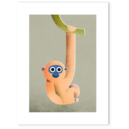 Baby Monkey Poster Με Ξύλινη Φυσική Κορνίζα 15x20cm