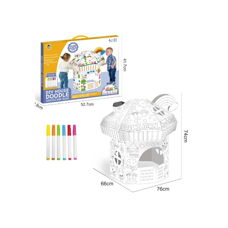 Παιδικά Hongo DIY Χάρτινο Σπιτάκι Για Ζωγραφική 76x66x74cm