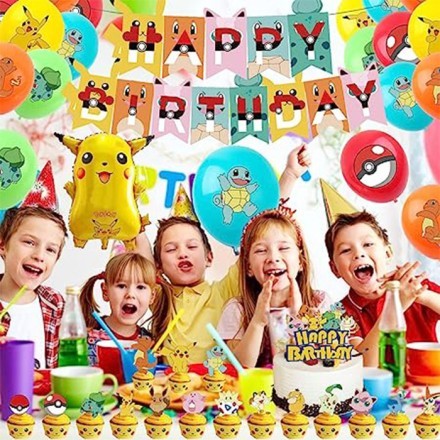 Pika Σετ Για Παιδικό Πάρτυ Με Διακοσμητικά Και Μπαλόνια 39 Τεμαχίων