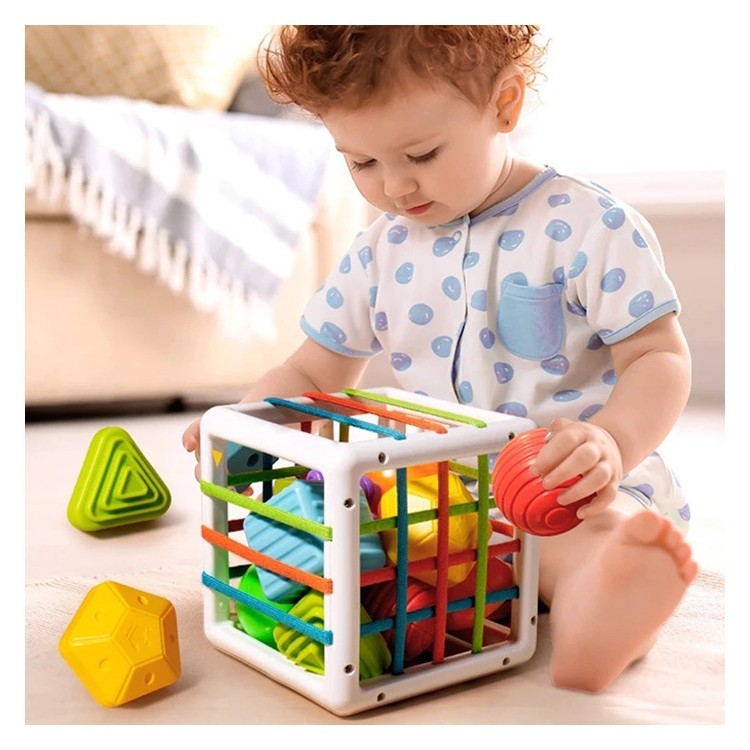 Παιδικά Cubo Εκπαιδευτικό Παιχνίδι Montessori Για Παιδιά 18+ Μηνών Σετ 7 Τεμαχίων 14x14x14cm